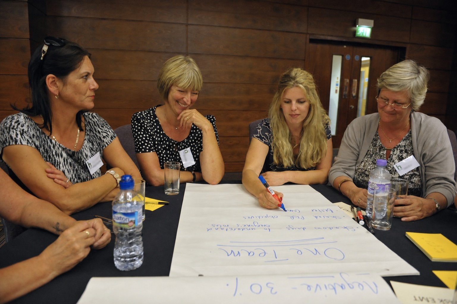 Leaders working together during a workplace culture session